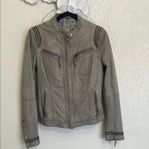 Women's Gray Leather Jacket